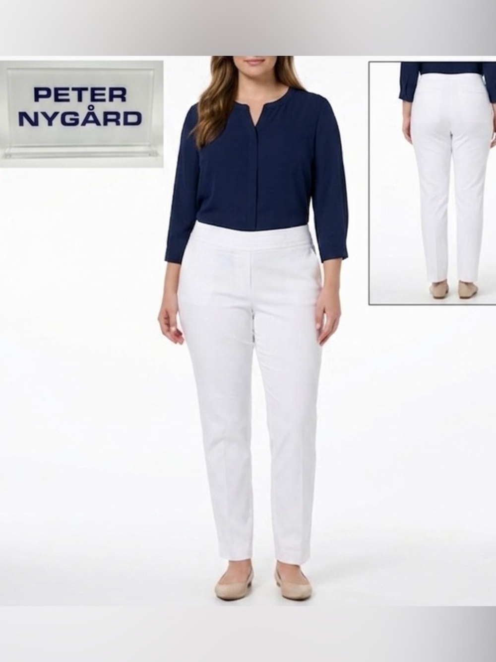 Peter Nygård White Pull On Straight Leg Pants NWT 12